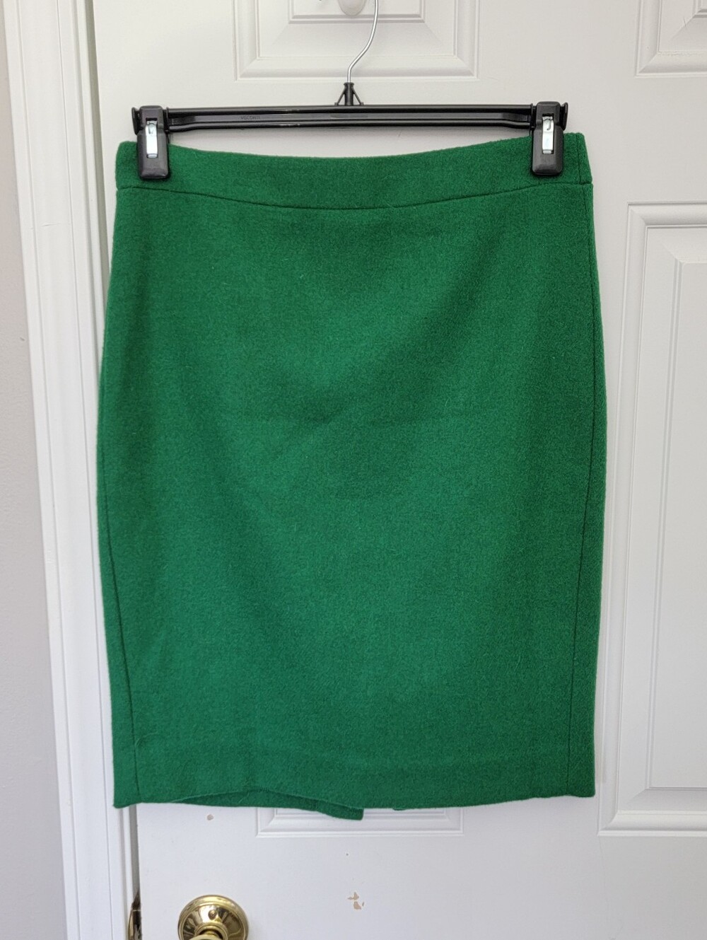 J.CREW Green Wool Blend Knee Length Pencil Skirt Lined Slit Zip size 4 Business
